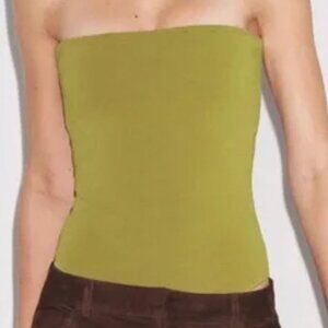 Zara stretch strapless bodysuit blouse new green sz s